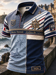 Polo de ville pour homme à imprimé commémorant le 400e anniversaire de la Marine française