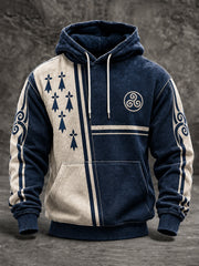Sweat à capuche oversize à épaules tombantes pour homme, de style breton français, avec poches
