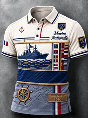 Polo de ville décontracté pour homme, imprimé anniversaire des 400 ans de la Marine française