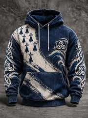 Sweat à capuche oversize à épaules tombantes pour homme, de style breton français, avec poches