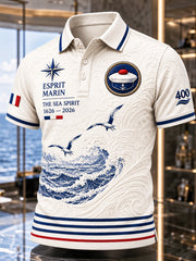 Polo professionnel pour homme, couleur bleu marine français, imprimé 400e anniversaire, marque Off-White