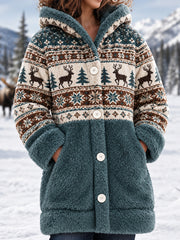 Manteau d'hiver à capuche en flanelle pour femmes