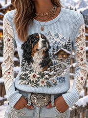 T-shirt waffle pour femme, Suisse