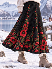 Retro Floral Artistique Abstrait Midi A-Line Jupe Femme