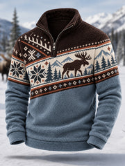 Hiver Orignal Imprimer Casual Zipper Flanelle Pull Homme
