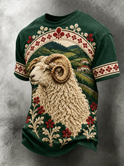 Rétro Basque Animal-Print Latxa Sheep Art T-shirt décontracté