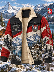 Veste polaire pour homme avec imprimé graphique commémoratif alpin
