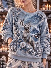 Sweat-shirt à imprimé motif hiver femme