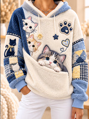Sweat à capuche en flanelle Fun Animals pour femme