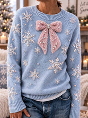 Pull d’hiver pour femme à imprimé flocons de neige