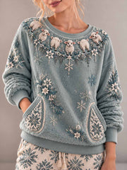 Sweat-shirt Femme Hiver Mouton Imprimé Art
