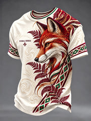 T-shirt décontracté rétro renard animal basque