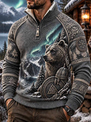 Sweat-shirt imprimé motif ours d'hiver pour hommes