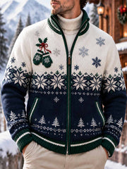 Cardigan d'hiver pour homme à motif artistique imprimé