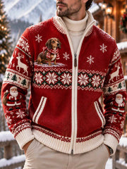 Cardigan d'hiver pour homme à motif artistique imprimé