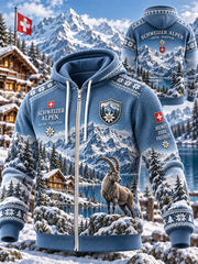 Veste à capuche homme avec imprimé graphique commémoratif alpin