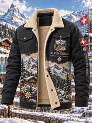 Veste Homme Doublée Polaire Avec Imprimé Graphique Commémoratif Alpin
