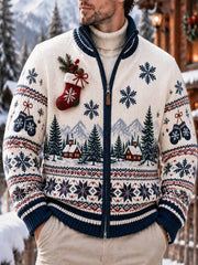Cardigan d'hiver pour homme à motif artistique imprimé