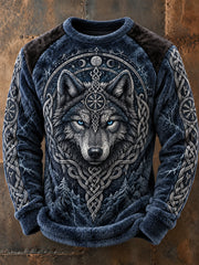 Haut en flanelle à col rond pour homme, motif viking