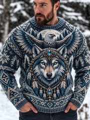 Pull nordique pour homme à motifs d'animaux en imitation