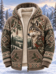 Veste à capuche doublée polaire Nordic Forest Animals Homme