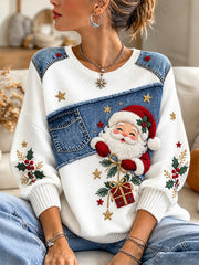 Pull Décontracté Père Noël Imprimé Femme