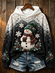 Sweat-shirt classique pour femmes, motif bonhomme de neige, collection hiver Noël