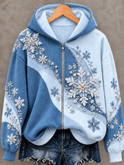 Noël Flocon de neige Art Imprimer Zip-Up Hoodie des femmes