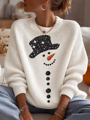 Pull ras du cou de bonhomme de neige de Noël pour femmes