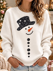 Sweat-shirt Femme Noël Bonhomme de Neige Imprimé Régulier