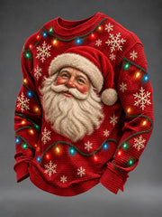 T-shirt à manches longues imprimé Noël Santa Waffle pour hommes