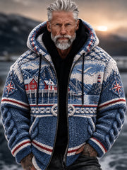 Veste à capuchon en flanelle Retro Nordic Coastal Inspired Homme