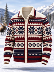 Cardigan décontracté pour homme, motif géométrique totem, collection hiver