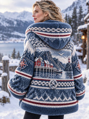 Manteau Retro Nordic Coastal Inspired en flanelle pour femme