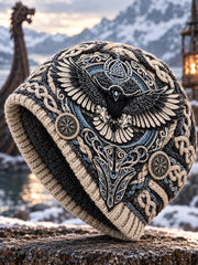 Bonnet tricoté chaud pour l’automne et l’hiver, style viking vintage