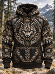 Sweat à capuche surdimensionné style viking pour homme, avec épaules tombantes et poches