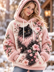 Sweat à capuche en flanelle pour femmes, motifs animaux originaux