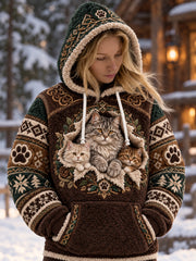 Sweat à capuche en flanelle pour femmes, motifs animaux originaux