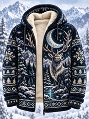 Veste à capuche en flanelle à imprimé animalier de style nordique pour homme