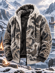 Veste en flanelle pour homme, style vintage viking, motifs de la mythologie nordique et nœud celtique Valknut