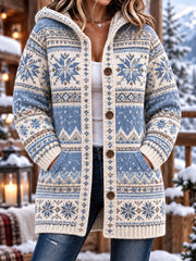 Veste à capuchon mi-longue de style nordique pour femme