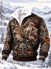 Sweats à capuche zippés viking Père Noël pour hommes