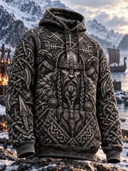Sweat à capuche surdimensionné viking guerrier nordique pour homme