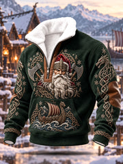 Sweats à capuche zippés viking Père Noël pour hommes