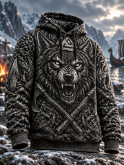 Chandail à capuchon surdimensionné Norse Warrior Viking Wolf pour homme