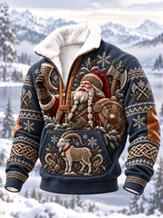 Sweats à capuche zippés viking Père Noël pour hommes