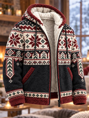 Sweat à capuche zippé doublé polaire, style nordique, pour homme