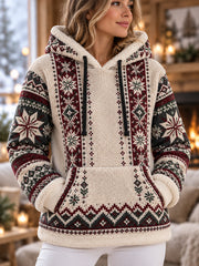 Sweat à capuche en flanelle de style nordique pour femme