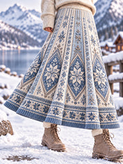 Jupe mi-longue longue de style nordique pour femme