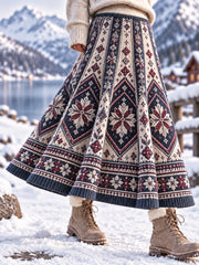 Jupe mi-longue longue de style nordique pour femme